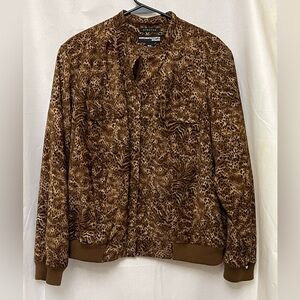 Norton McNaughton Brown Leopard  Animal Print Bomber Jacket 16W.         D1